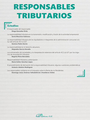 cover image of Responsables tributarios. Monográfico Nueva Fiscalidad 2021.